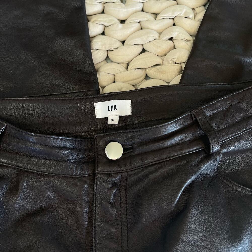 LPA Leather Pant 417 in Brown‎ Size XL High Waist Straight Leg 100% Leather Sexy - Picture 14 of 16